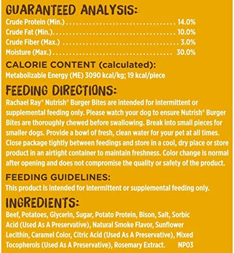 Rachael Ray Nutrish Burger Bites Real Meat Dog Treats, Beef Burger with Bison Recipe, 12 Ounces, Grain Free