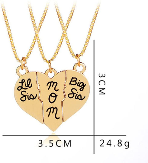 Amosfun Mother Jewelry Gift Big Sis Lil Sis Mom Puzzle Heart Pendants Matching Mother' s Day Gift from Daughter (Golden) Party Favors