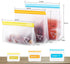 Reusable Storage Bags, 15 Pack BPA Free Stand Up Food Storage Bags, Reusable Food Storage Bags, 5 Reusable Gallon Bags+5 Leakproof Reusable Sandwich Bags+5 Reusable Food Grade Kids Snack Bags