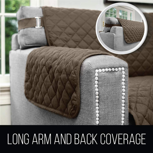 Sofa Shield Patented Large Recliner Slipcover, Reversible Tear Resistant Soft Quilted Microfiber, 28" Seat Width, Durable Furniture Stain Protector with Straps, Washable Cover for Dogs, Kid, Chocolate
