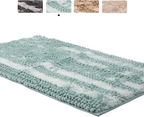 La Maison Cozy,24x17,Soft Absorbent Washable Bath Rugs for Bathroom, Microfiber Dries Quickly, Luxury Chenille Shaggy Non-Slip Bathroom Carpet Mats, Rugs for Bathtub and Shower Floor,Turquoise