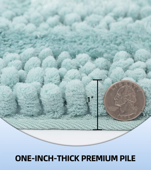 La Maison Cozy,24x17,Soft Absorbent Washable Bath Rugs for Bathroom, Microfiber Dries Quickly, Luxury Chenille Shaggy Non-Slip Bathroom Carpet Mats, Rugs for Bathtub and Shower Floor,Turquoise