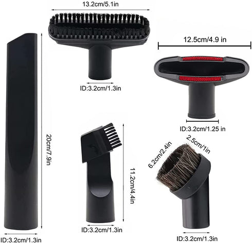 GEBDSM 8 Pcs Vacuum Attachments, 1 1/4" Vacuum Cleaning Tools Kit for Shop Vac Accessories with 32mm/ 1.25" Extension Wands and Hose Adapter
