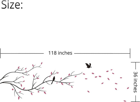 DecorSmart 3D Chinese Style Couple Tree and Flying Birds Wall Murals Decor for Living Room TV Background Decorations, Removable DIY Acrylic Spring Scenery Wall Stickers