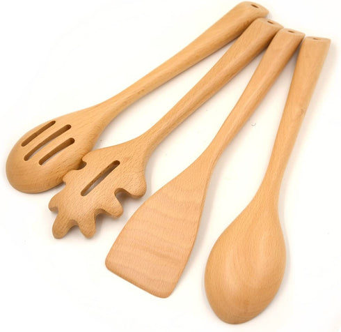 Bamber 4 Pieces Wooden Spoons for Cooking Wood Kitchen Utensil Set