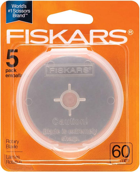 Fiskars 193730-1004 Straight Rotary Replacement Blades, 60mm, 5 Pack , Silver