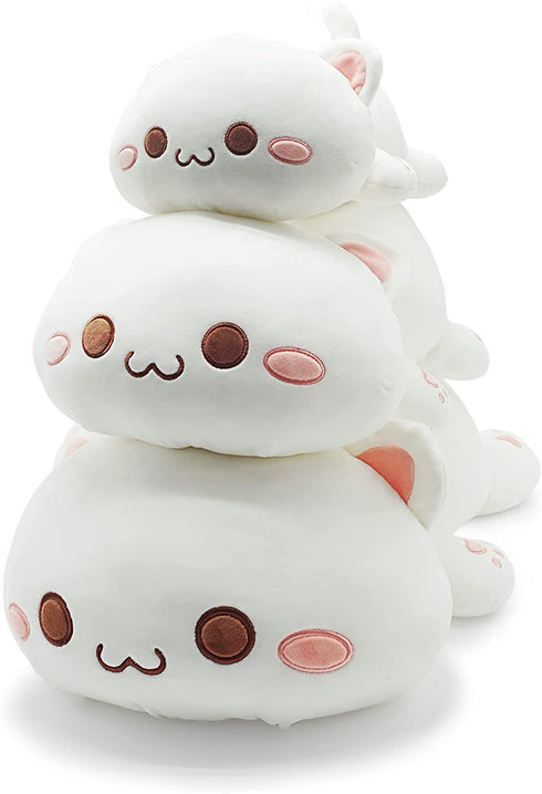 Onsoyours Cute Kitten Plush Toy Stuffed Animal Pet Kitty Soft Anime Cat Plush Pillow for Kids (White A, 12")
