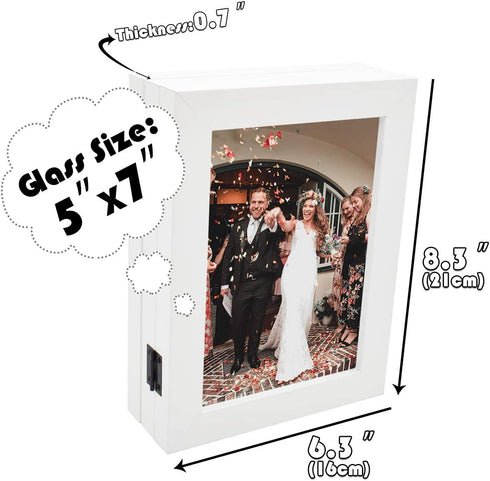 Golden State Art, 5x7 Triple Picture Frame Hinged Photo Frame Three Folding Wedding Frames Collage with Glass (5x7 Triple, White)