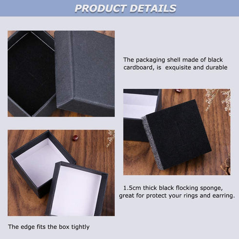 Dedoot Ring Earring Gift Boxes 30 Pieces Small Kraft Jewelry Box 2x2x1.2 Inch Square Cardboard Jewelry Gift Box with Velvet Cushion, Black