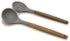 Prepara Acacia and Silicone Soup Ladle and Slotted Spoon Set Cooking Utensils, set of 2, Pewter Grey