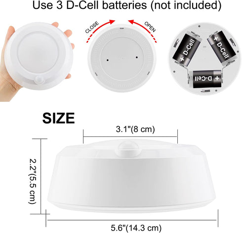 Motion Sensor Shower Light Battery Operated, Warm White Wireless Ceiling Light Fixture, Sensor ON/Off Indoor Battery Overhead Light for Pantry Bathroom Closet Hallway- 5.6 Inch