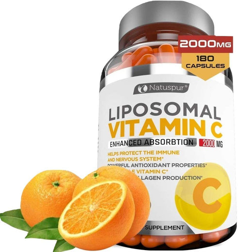 Premium Liposomal Vitamin C 2000mg - 180 Capsules –Ultra Potent High Absorption Ascorbic Acid, Supports Immune System & Collagen Booster - Powerful Antioxidant High Dose Fat Soluble Vitamin C