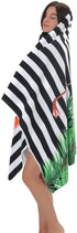NovForth Oversized Beach Towel 41x73inch Extra Large Microfiber Striped Sand Free Pool and Swim Towels Quick Dry for Adults and Kids Super Absorbent (Flamingo, 41"x73")