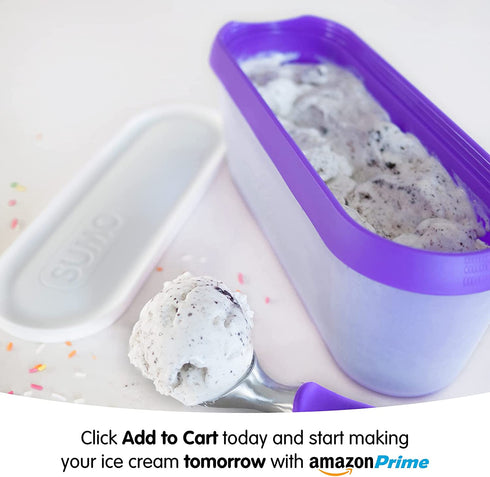 SUMO Ice Cream Containers for Homemade Ice Cream - 2.5 Quart Jumbo Size, Reusable Storage Tubs with Lids (1 Container, Purple)