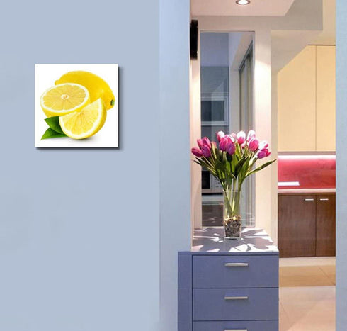 Canvas Prints Wall Art - Fresh Lemon Fruits Photograph | Modern Wall Decor/Home Decoration Stretched Gallery Canvas Wrap Giclee Print & Ready to Hang - 24" x 24"
