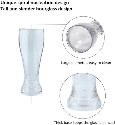 Plastic Pilsner Glasses, 16 oz Unbreakable Classic Beer Glasses, Clear Drinking Glass, BPA Free (Set of 4?