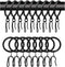 60 Pcs Metal Curtain Rings with Eyelet Curtain Rings and 60 Pcs Metal Curtain Rods Hooks Drapery Hook, 30 mm Internal Diameter Curtain Rod Rings Drapery Eyelet Sliding Curtain Rings (Black)
