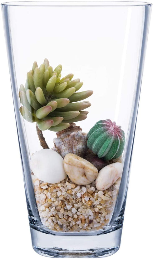 10" Clear Glass Vases Floral Planter Container for Flower Centerpieces, Floral Arrangements, Weddings, Home Decor or Office