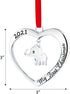 Klikel Baby's First Christmas Ornament 2021 - Silver Heart with Hanging Elephant Christmas Ornament - Babies Christmas Ornament Engraved My First Christmas 2021 - Baby Ornament 2021 with Gift Box