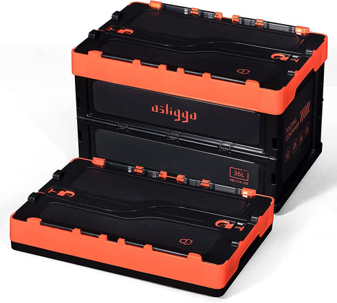 Osliggo Drive Auto Trunk Organizer and Storage Collapsible Storage Bin - Folding Utility Crate, Folding Container- Auto Trunk & Home & Garage & Outdoor Organization (Orange,36 Liter)