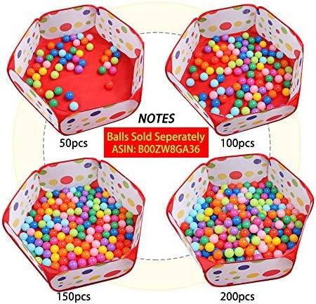 EocuSun Kids Ball Pit Large Pop Up Toddler Ball Pits Tent for Toddlers Girls Boys for Indoor Outdoor Baby Playpen w/ Zipper Storage Bag, Balls Not Included (ARed)
