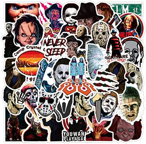 50Pcs Thriller Horror Movie Killer Role Character Stickers for Water Bottle Cup Laptop Guitar Car Motorcycle Bike Skateboard Luggage Box Vinyl Waterproof Graffiti Patches XQX
