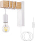 VANSINTEK LED Wall Sconce, E26 Wall Lamp for Bedroom Bedside Reading Sconces Industrial Wall Mounted Lighting Modern Wood White with On/Off Switch Decor Wall Lamp with Plug in Cord(Bulb Excluded)