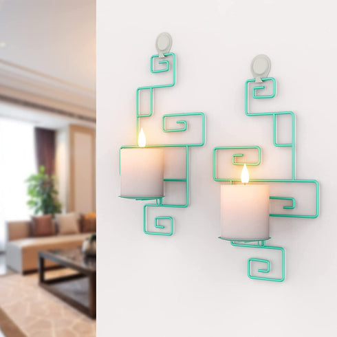 QIKADSEN Wall Candle Sconces Set of 2 Easy Installed Wall Candle Holder Décor for Dining or Living Room Light Green
