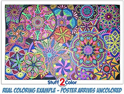Stuff2Color Giant Coloring Poster Mandala Madness for Kids and Adults - Great for Family Time, Girls, Boys, Arts and Crafts, Adults, Care Facilities, Schools and Group Activities (1 Pack)