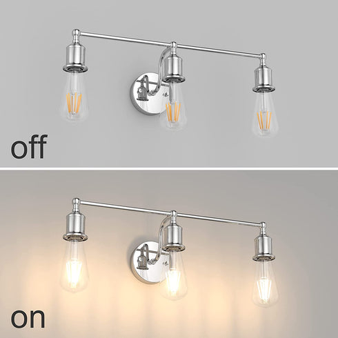 Aipsun Bathroom Light Fixtures Chrome Vanity Lighting Fixtures 3 Light Farmhouse Bathroom Vanity Lights (Exclude Bulb)