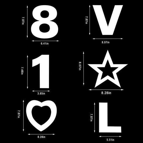 8inch Alphabet Cake Stencils Letter Stencil A-Z 26Pcs,0-9 Number Cake Templates 10Pcs with a Heart Mold, Five-Pointed Star for Birthday Wedding Anniversary?38pcs? (8in)