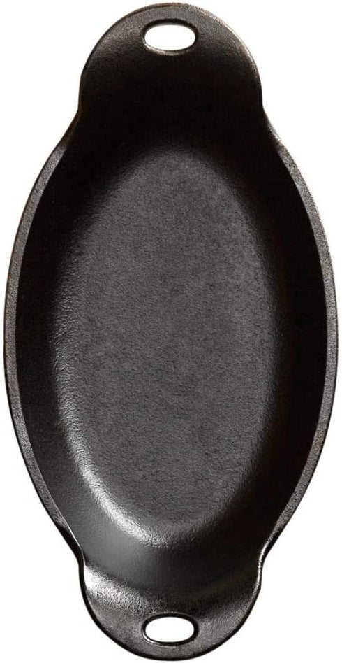Lodge Heat Enhanced and Seasoned Cast Iron Oval Mini Server, 9-Ounce, Black