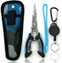 Amoygoog Stainless Steel Fishing Pliers, Fishing Needle Nose Pliers, Cut Fishing Line Fishing Multitool Pliers with Sheath and Telescopic Lanyard