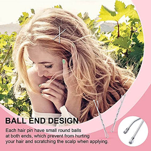 Silver Bobby Pins,MORGLES 120Pcs Bobby Pins for Gray Hair Bob Pins Bulk Secure Hold Hair Pins with Box, (Silver,2 Inches)