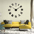 Mila 3D Frameless Wall Clock Large DIY Wall Sticker Decorations for Living Room Bedroom Office (Black)