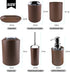 Papillon Bathroom Accessories Set-6 Piece Plastic Gift Set Toothbrush Holder,Toothbrush Cup,Soap Dispenser,Soap Dish,Toilet Brush Holder,Trash Can,Tumbler Straw Set Bathroom (Coffee)