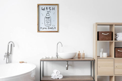 Funny Bathroom Sign Wash Your Hand Wood farmhouse Bathroom Wall Decor Rustic Decorative Plaque and Sign