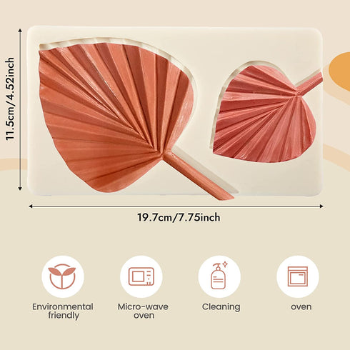 FVVMEED Fan Leaf Silicone Molds Flower Leaf Shape Mould Cake Decorating Jello Cupcake Topper DIY Candy Chocolate Making Ice Cube Tray Sugar Pie Pastry Fondant Pottery Mold Kitchen Baking Tools (A)