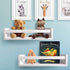 AHDECOR Nursery Room Bookshelf Wall Mount White Floating Shelves, Display Wall Shelf for Kids Romm, Kitchen Spice Rack, Bathroom Decor, Book Shelves Organizer or Baby Nursery, Set of 2, 15 inch
