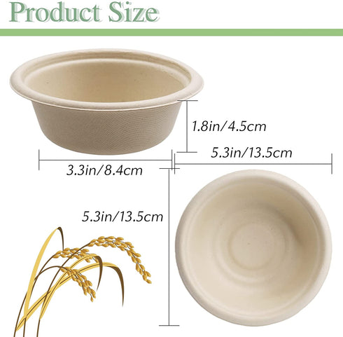 100 Pack 12 oz Disposable Paper Bowls,Heavy Duty Compostable Bowls,Natural Bagasse Bowls,Eco-friendly Paper Alternative Bowls for Parties Restaurants Catering