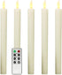 Rhytsing 10" Ivory Flameless Taper Candles with Timer, Battery Operated Dinner Candles, Push-Activated, Textured Wax Finish, Warm White Light, Remote & Batteries Included - Set of 5