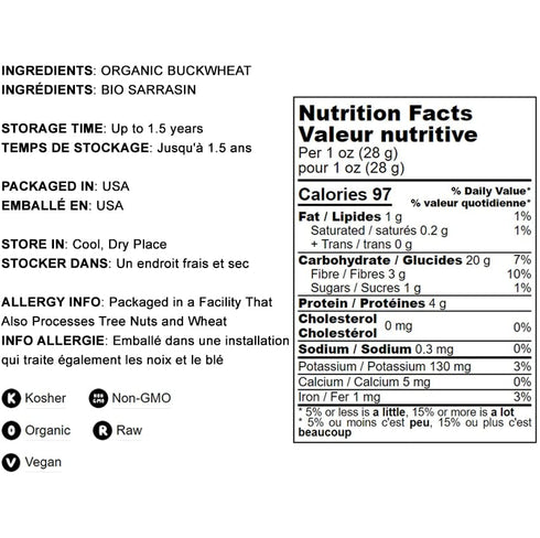 Organic Buckwheat Groats, 8 Ounces - Hulled, Non-GMO, Kosher, Raw, Vegan, Sirtfood, Bulk