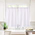 Valea Home Burlap Tier Curtains for Kitchen Rustic Tan Rod Pocket Curtains for Short Window 36 inch Linen Cafe Curtains, White, Set of 2
