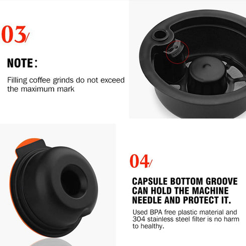 Flameer Reusable PP Coffee Capsule Pod with Slicone Lid for Bosch Tassimo Machine, Make Your Favorite Coffee - 180ml