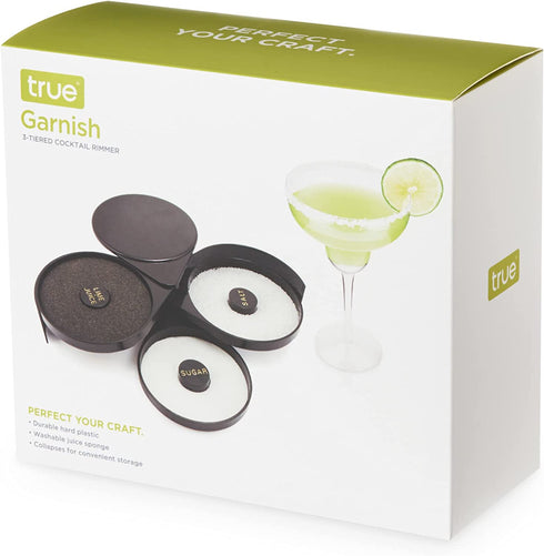True 3 Tiered Cocktail Rimmer Garnishing Tools, Black