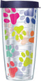 Paw Prints On Clear Wrap Traveler 16 Oz Tumbler Cup with Navy Lid