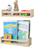 Nursery Bookshelf- Set of 2- Baby Floating Bookshelf or Book Shelf Organizer for Kids Nursery Decor,Wall Shelves for Kitchen Spice Rack,Pine Natural Wood