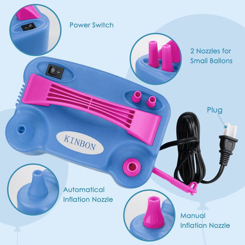 KINBON Electric Balloon Pump Air Balloon Pump Dual Nozzle Portable Balloon Inflator Blower Pump Ballon Buddy Inflator for Party Decoration Balloon Arch 110V 600W