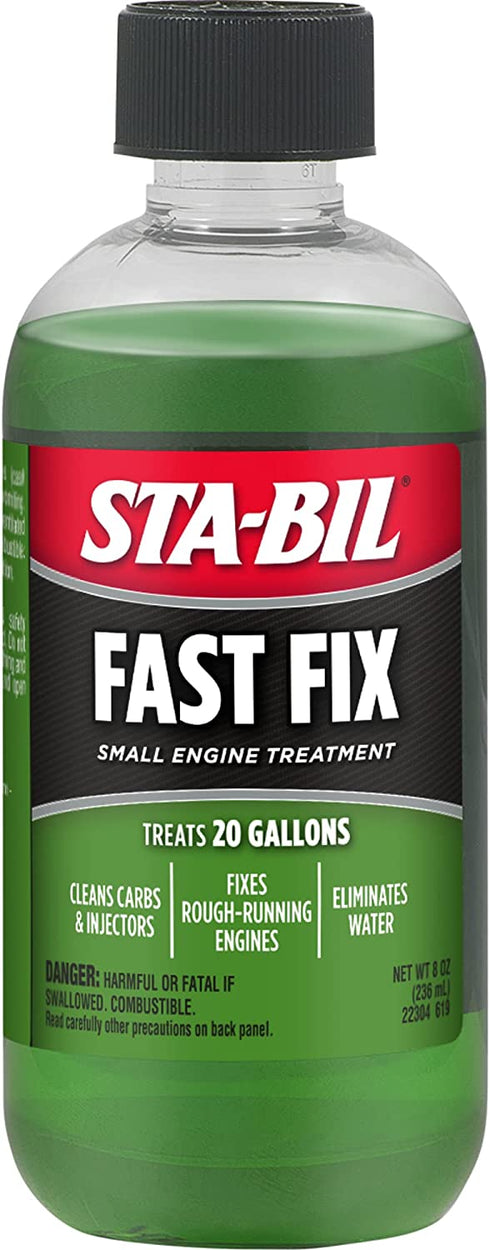 STA-BIL Fast Fix - Small Engine Treatment, Cleans Carburetors and Injectors, Fixes Rough Running Engines, Eliminates Water, Treats Up to 20 Gallons, 8oz (22304) , Green