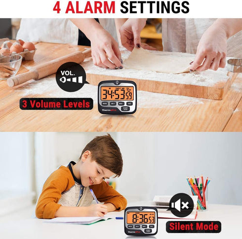 ThermoPro TM01 Kitchen Timers for Cooking with Count Up Countdown Timer, Digital Timer for Kids with Touch Backlit, Study Timers for Classroom Teacher Supplies